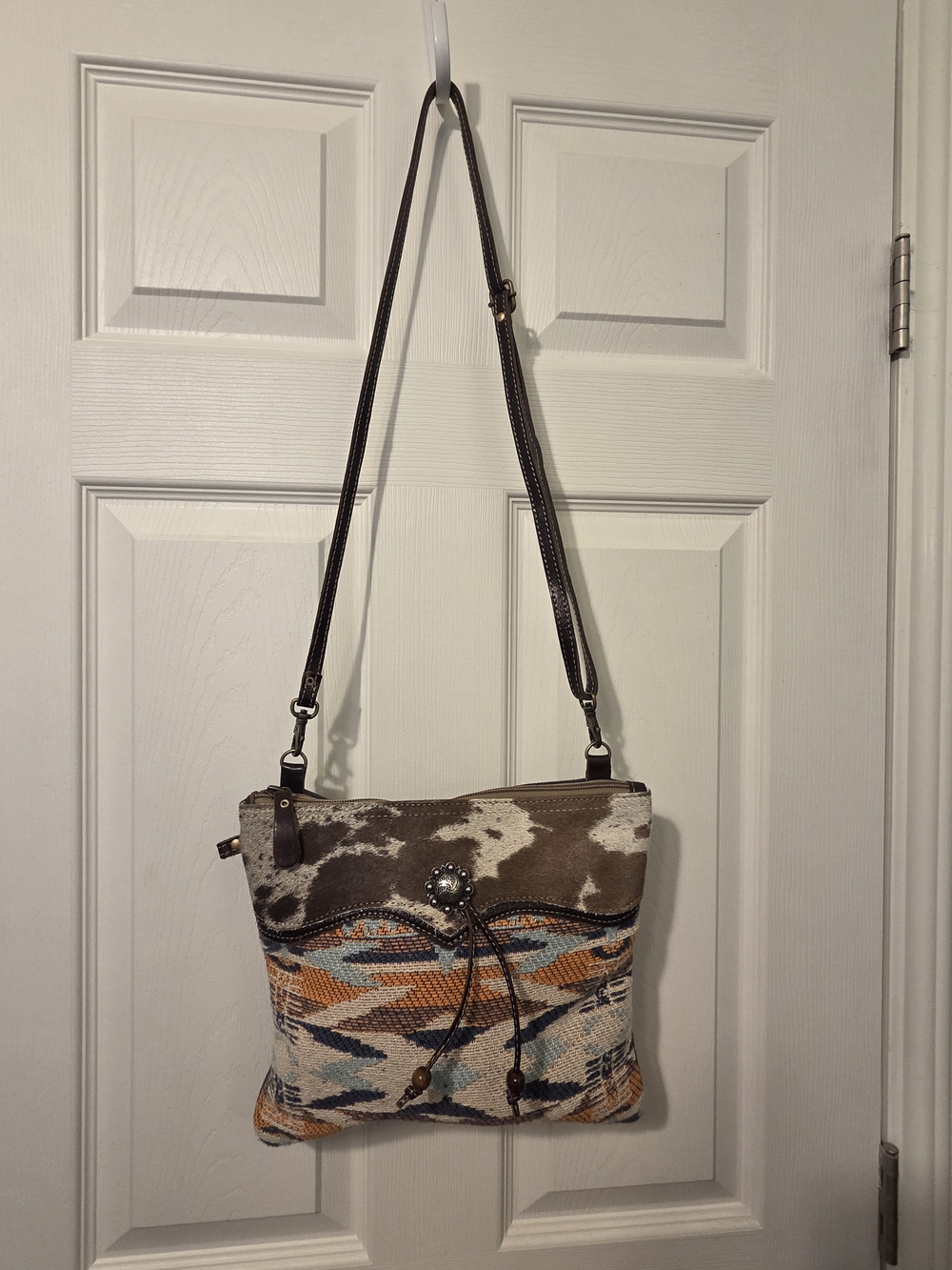 Myra Horse Hair Cow Print Crossbody Bag